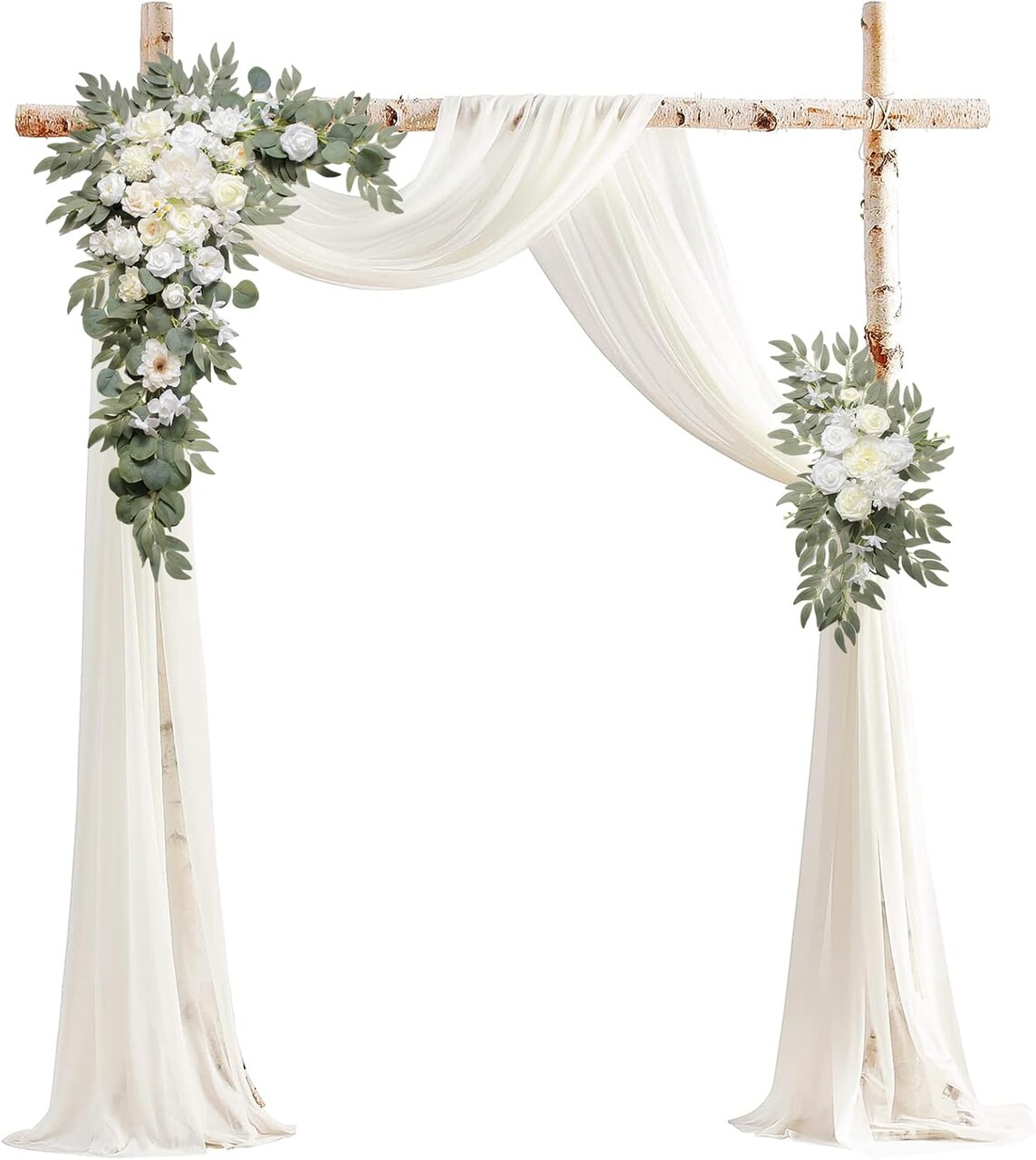 Arch Flowers with Drapes Kit (Pack of 3) for Wedding Ceremony Arbor and Reception Backdrop Decoration Wedding Welcome Signs Floral Birthday Party Decoration